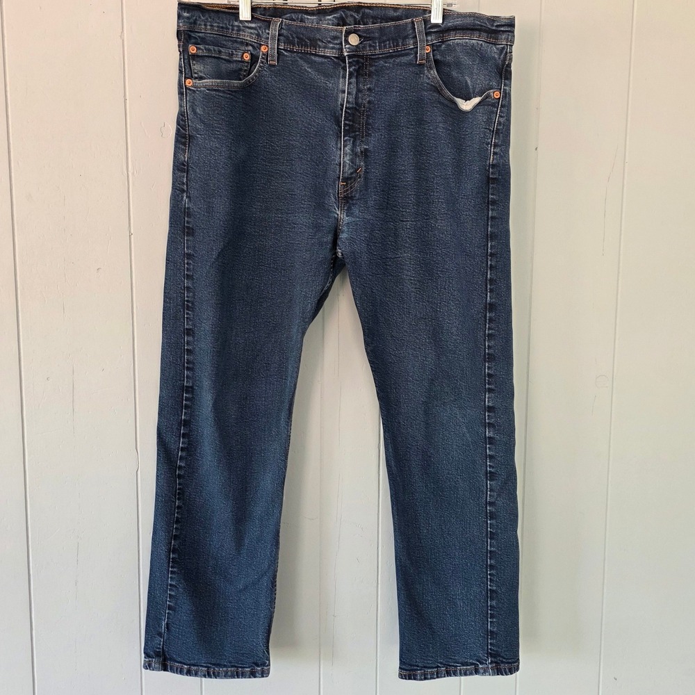 Levis 505 Regular Fit Straight Leg Blue Denim Jeans Mens 40x30 Dark Wash